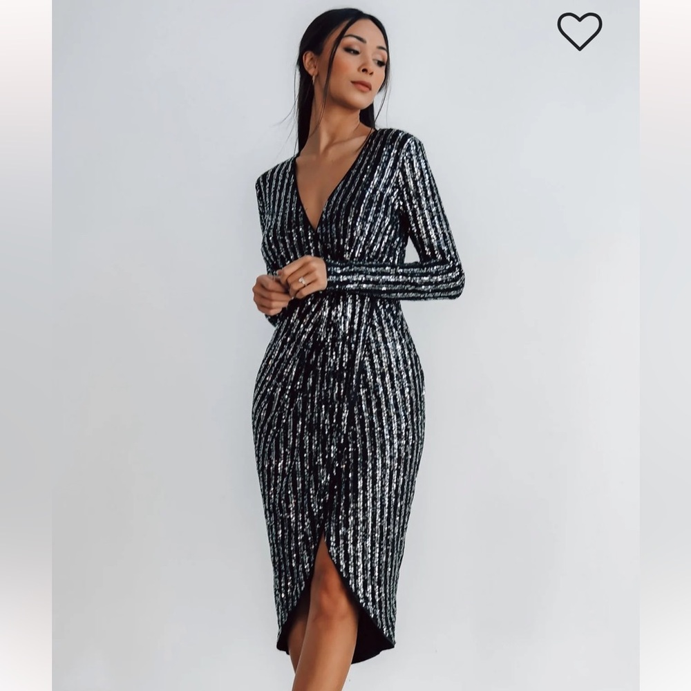 NWT Baltic Born Sequin Midi Dress Black Medium
